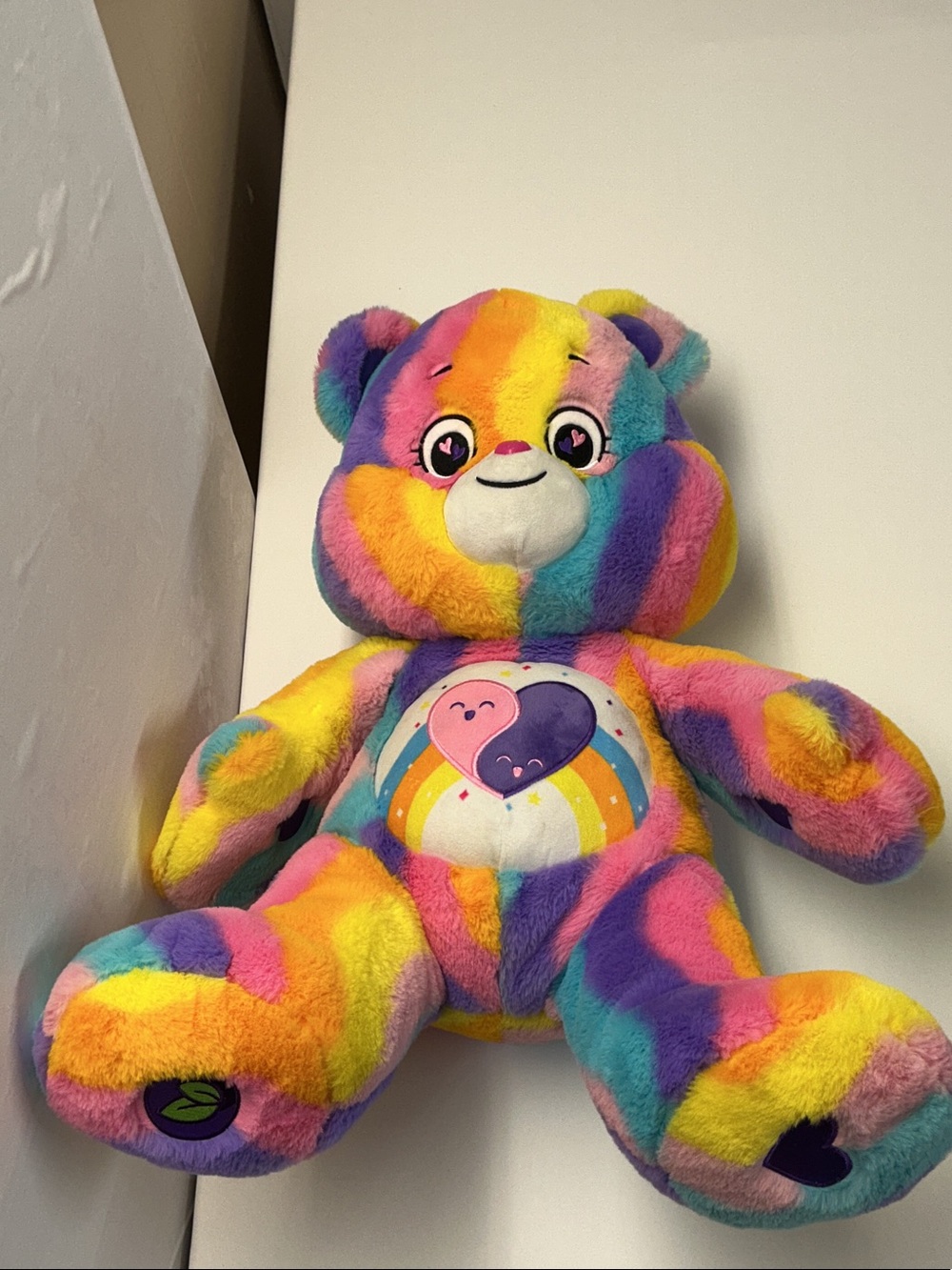Big Care Bears Rainbow Heart Bear - Yellow Pink Blue Purple